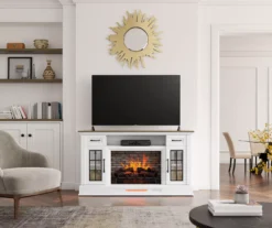60" White 2-Door Electric Fireplace Console 16 60" White 2-Door Electric Fireplace Console -Home Furniture 810618088 B0 2