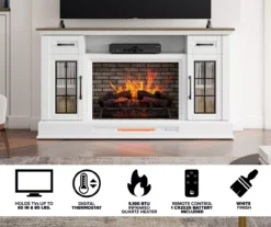 60" White 2-Door Electric Fireplace Console 18 60" White 2-Door Electric Fireplace Console -Home Furniture 810618088 M7