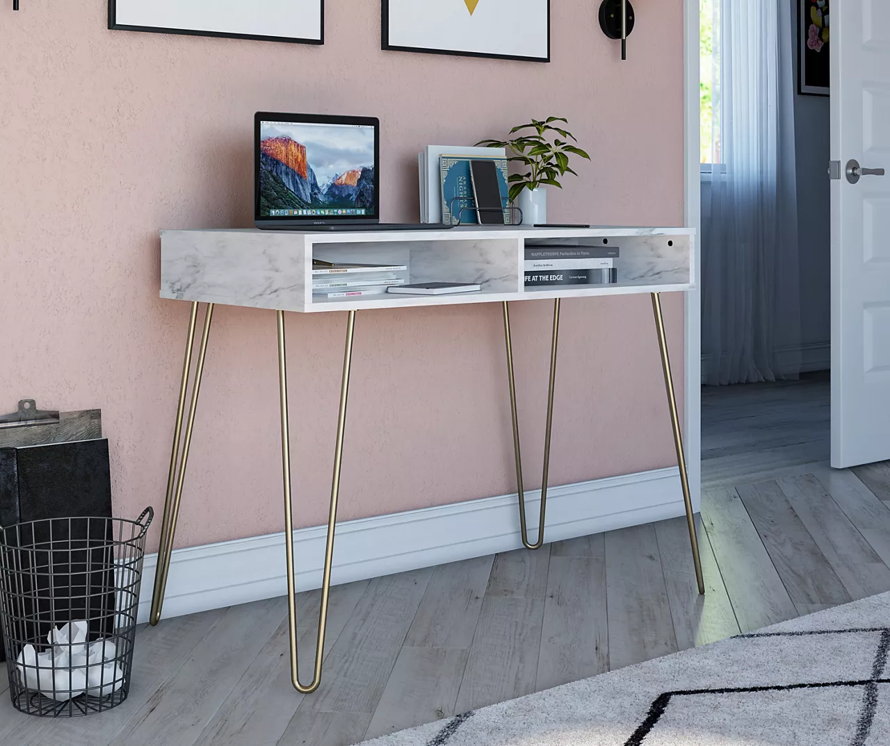 Novogratz Athena Faux Marble 2-Cubby Computer Desk 12 Novogratz Athena Faux Marble 2-Cubby Computer Desk - Image 10