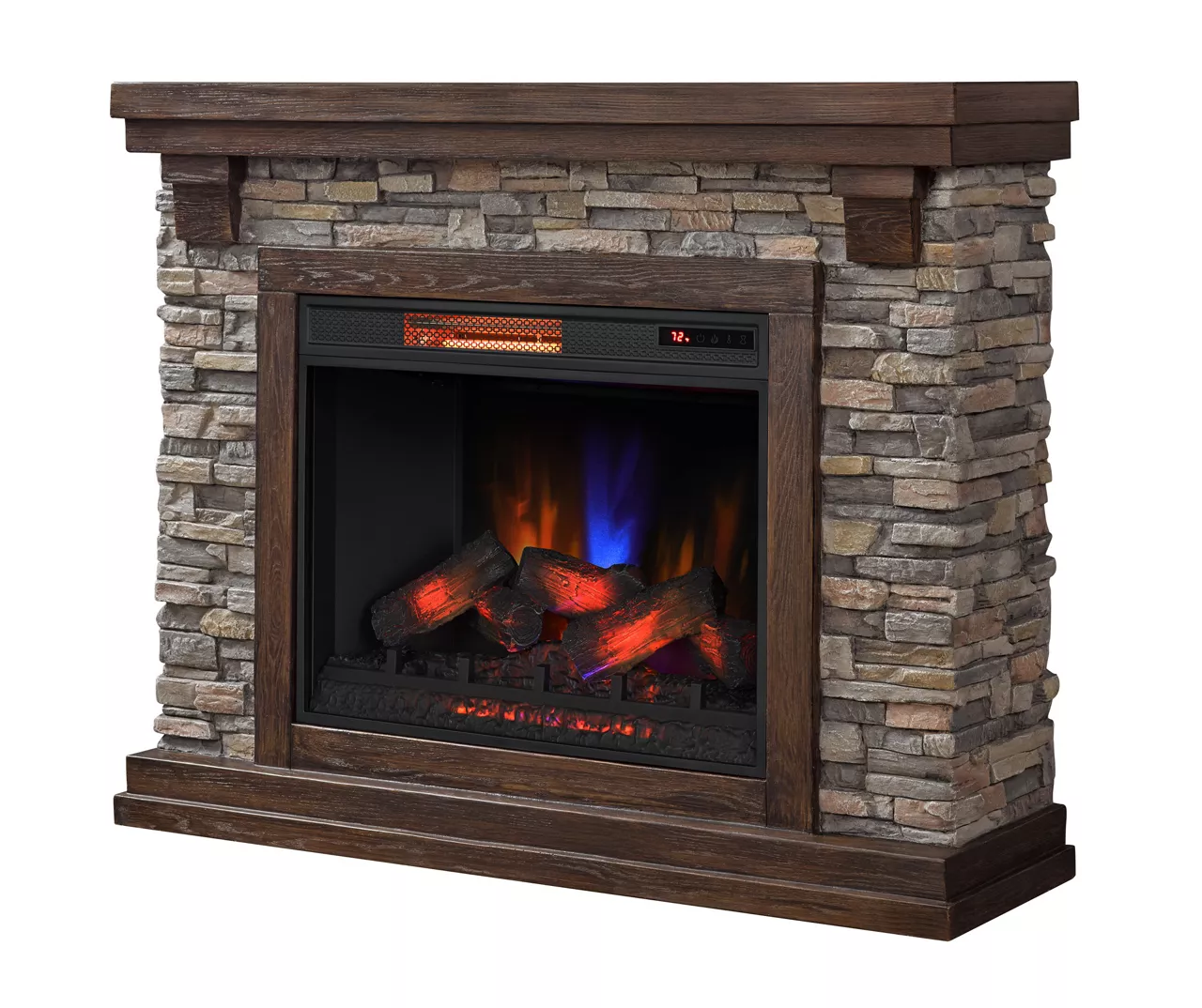 50" Madison Pine & Faux Stone Electric Fireplace 6 50" Madison Pine & Faux Stone Electric Fireplace - Image 4