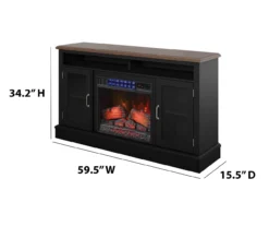 59.5" Black CoolGlow Electric Fireplace & Fan Console 20 59.5" Black CoolGlow Electric Fireplace & Fan Console -Home Furniture 810620259 A6