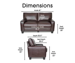 Palisades Chestnut Bonded Leather Loveseat -Home Furniture 810659212 A0 6