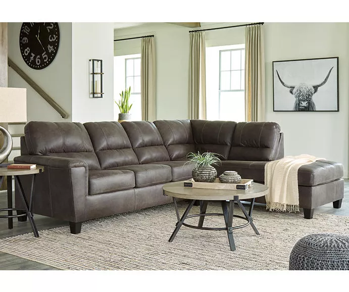 Signature Design By Ashley Navi Smoke Faux Leather Sectional With Right-Facing Chaise 6 Signature Design By Ashley Navi Smoke Faux Leather Sectional With Right-Facing Chaise - Image 4